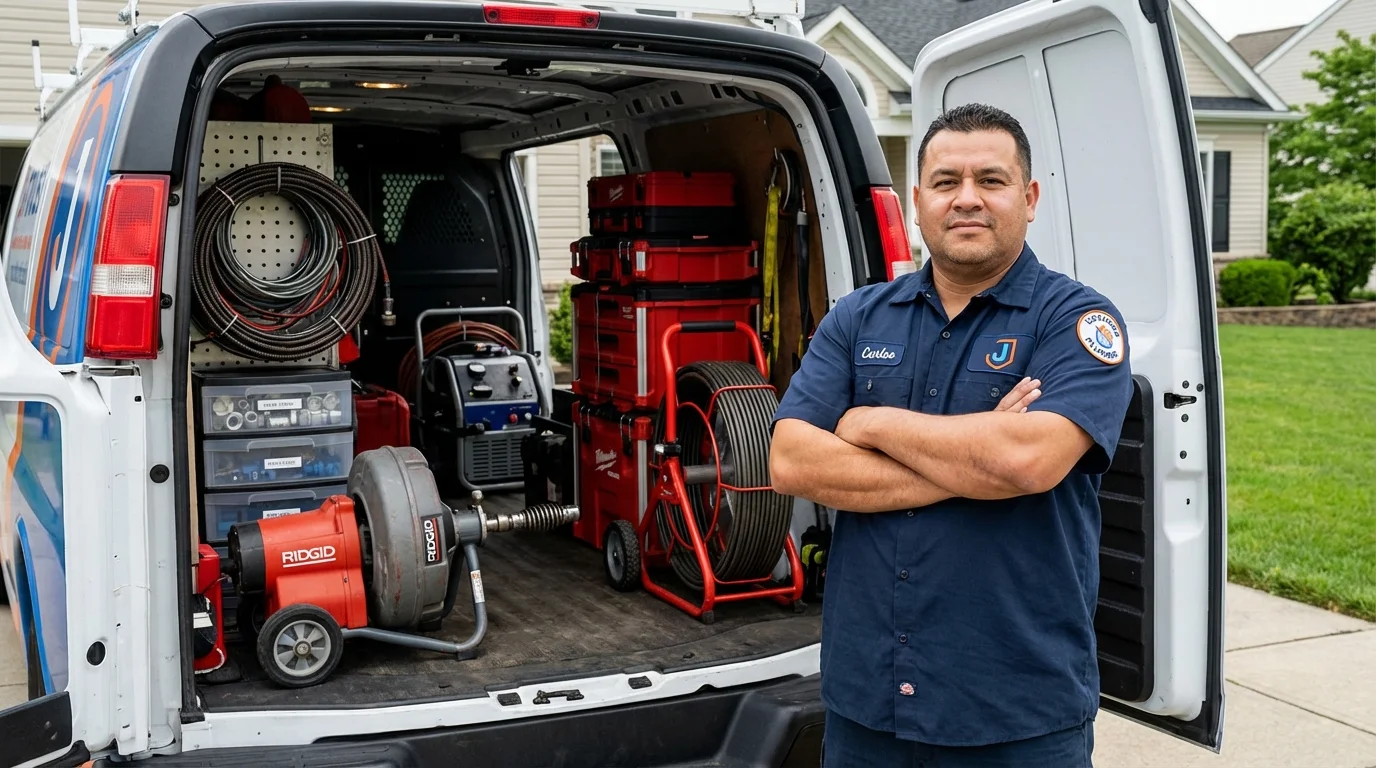 Professional drain cleaning equipment and Johns Plumbing LLC plumber in Coal City
