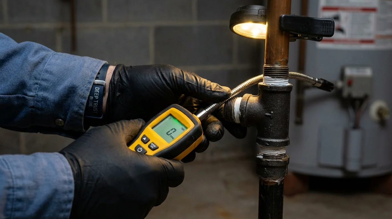 Gas leak detection with electronic sniffer by Johns Plumbing LLC in Coal City